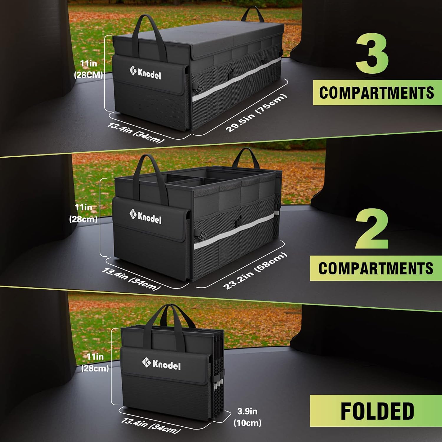 Thumbnail 4 de K KNODEL Car Trunk Organizer with Lid, Large 3-Compartment Collapsible Storage for SUV, Truck, or Sedan