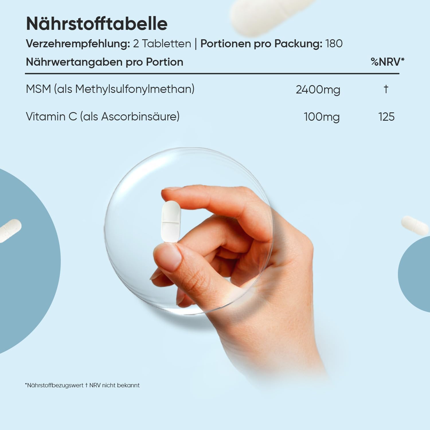 Thumbnail 2 de WeightWorld MSM Tabletten mit 2.400 mg MSM & 100 mg Vitamin C (360 vegane Tabletten) – 6-Monate-Vorrat