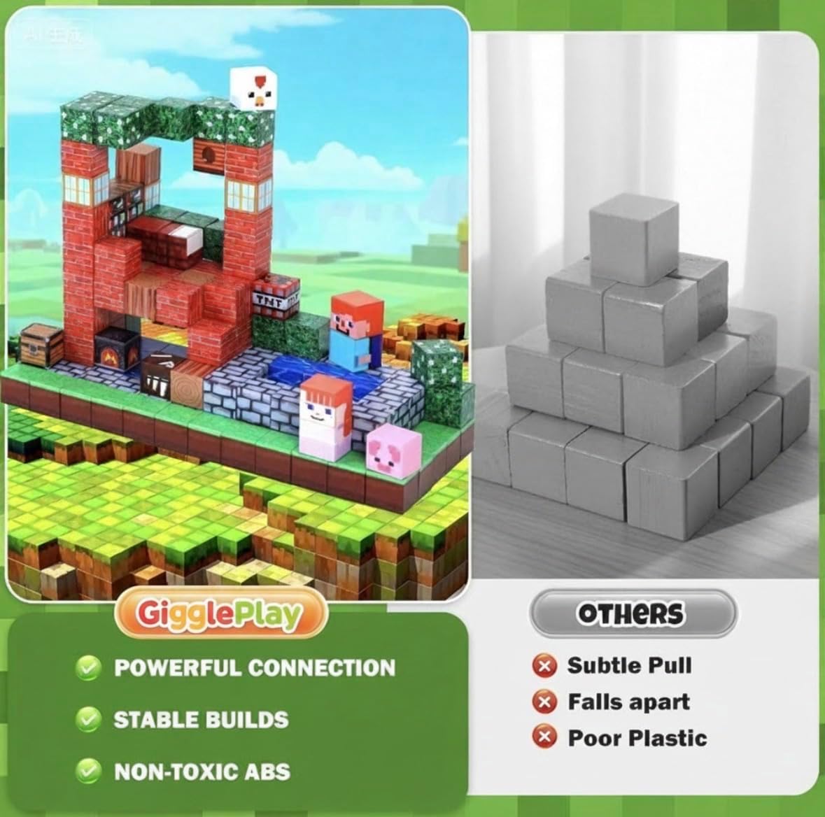 Detalle 2 de GigglePlay Magnetic Blocks: Animal Farm 150-Piece Set