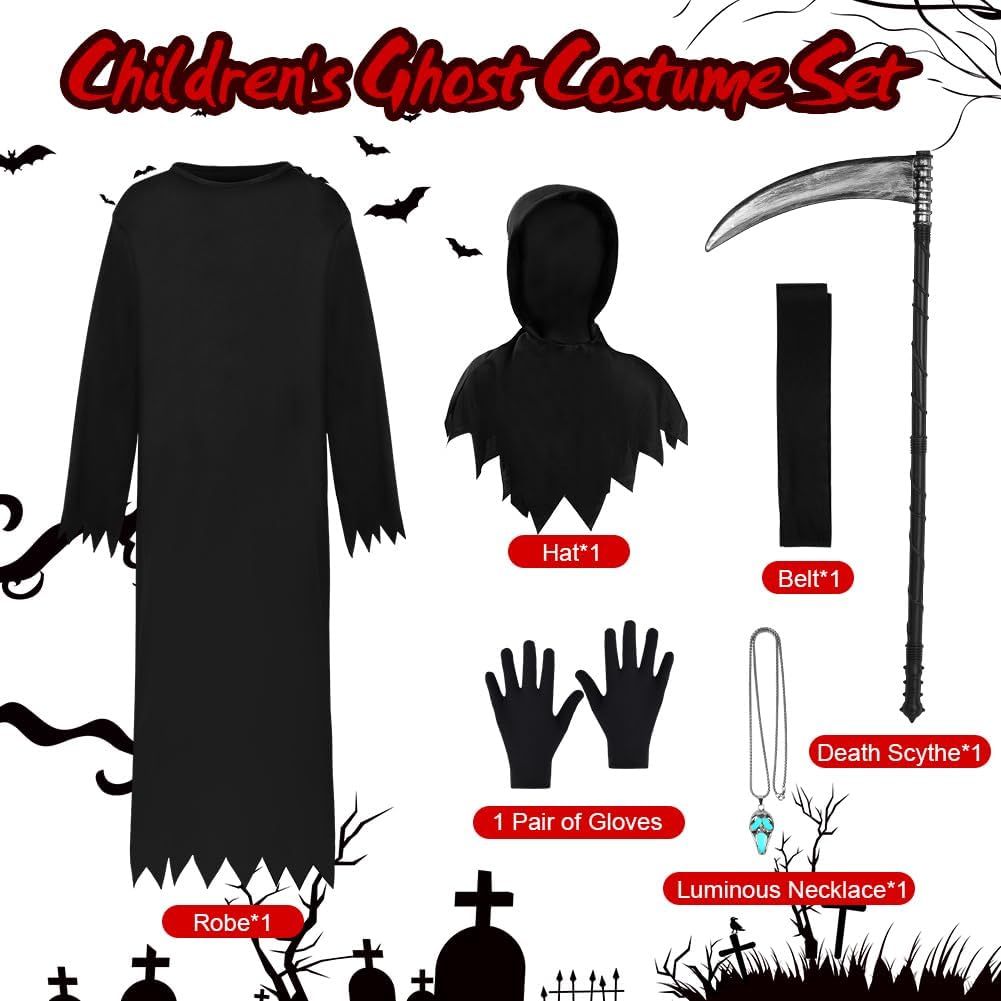 Detalle 2 de BSBUY Costume da Morte per Bambini 6 pezzi ðŸŽ