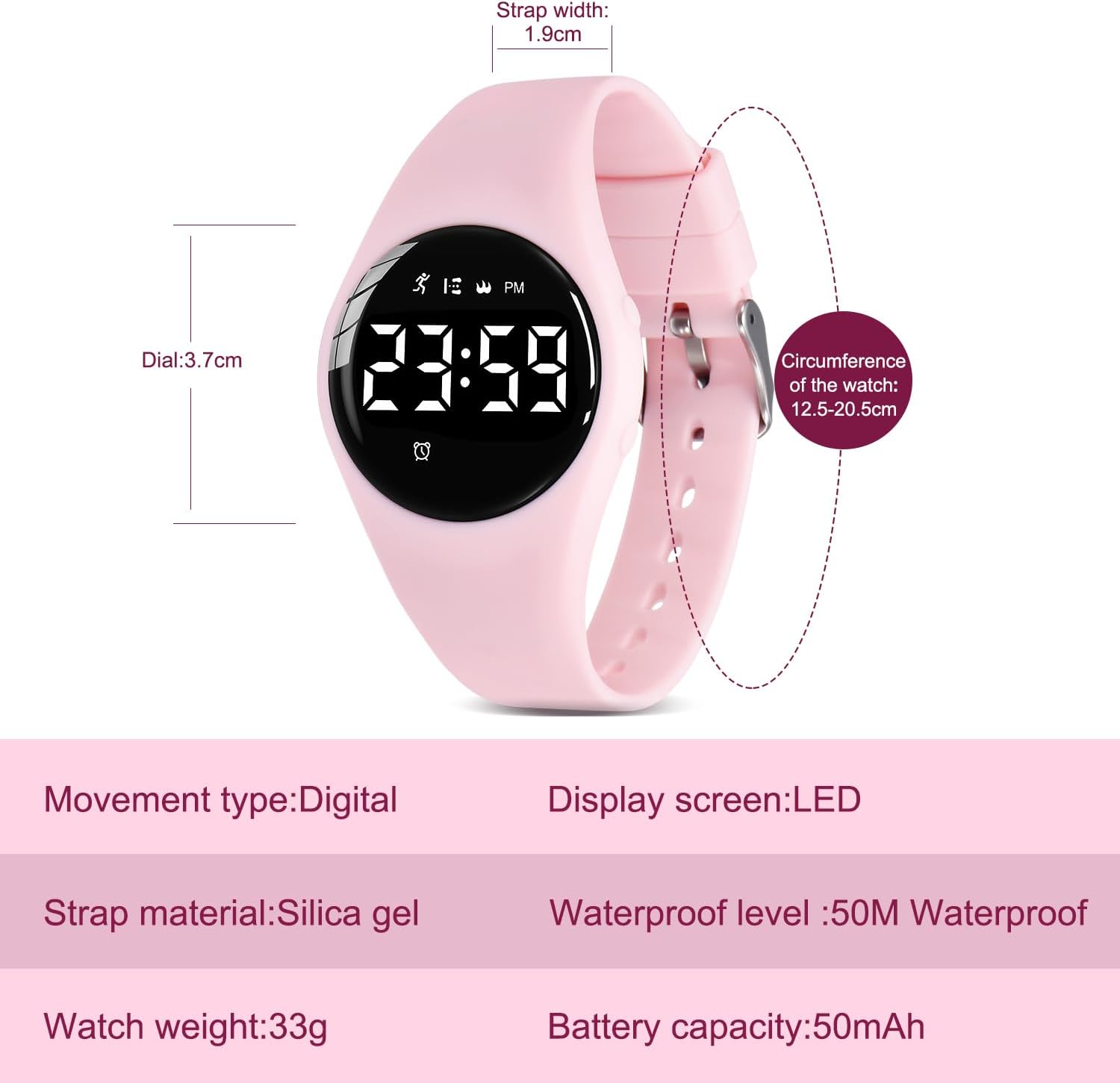 Detalle de A ALPS Kids Digital Sport Watch with Step Counter and Vibration Alarm