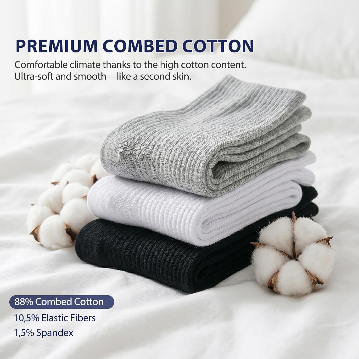 Thumbnail 5 de VoJoPi Men's Cushioned Crew Cotton Socks, 5 Pairs with Terry-Loop Footbeds