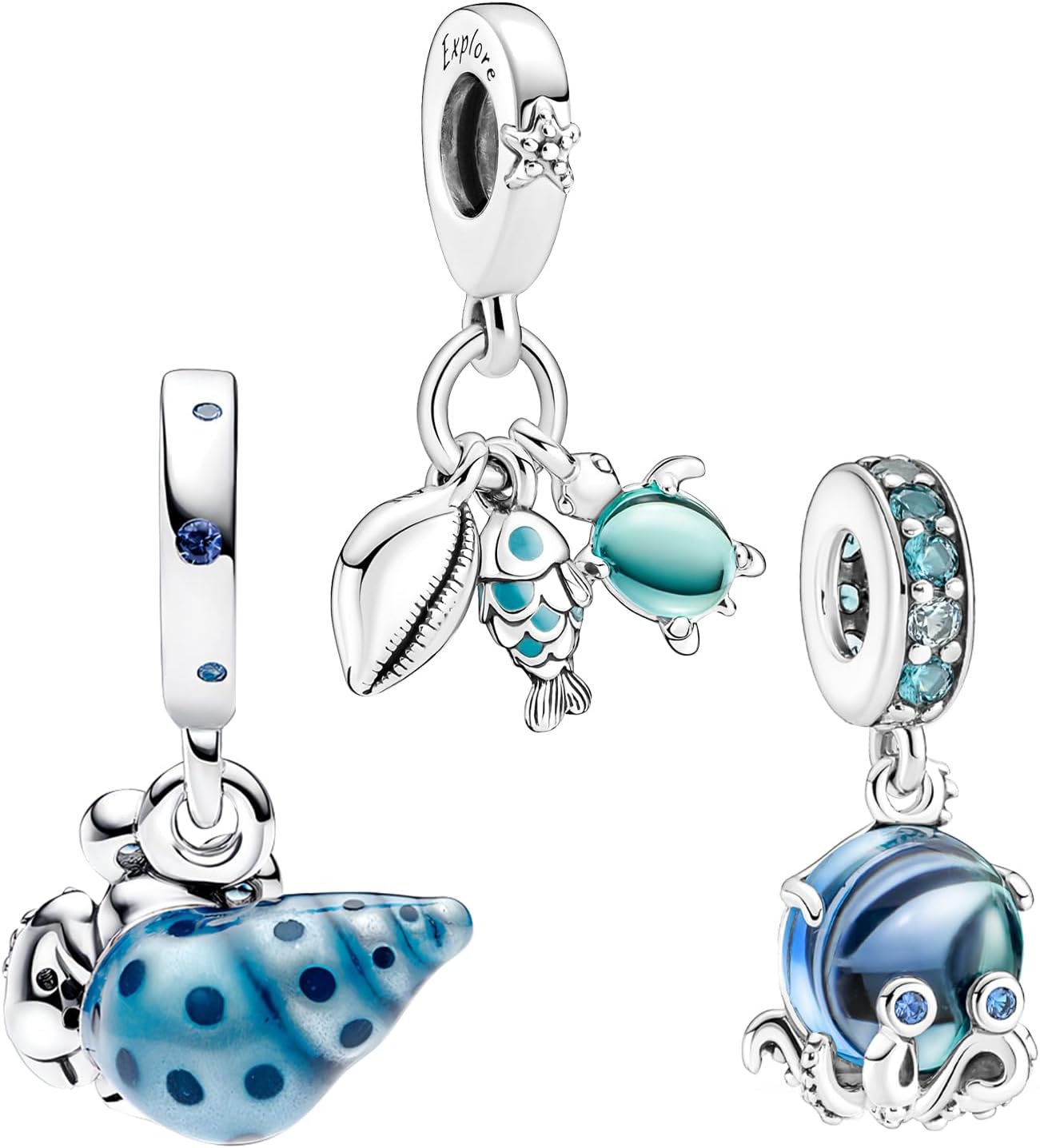 Thumbnail 4 de Doyafer 925 Silber Charms Damen-Set aus Sterling Silber mit Zirkonia – Cartoon Liebe Tiere, für Pandora-Armband & Kette