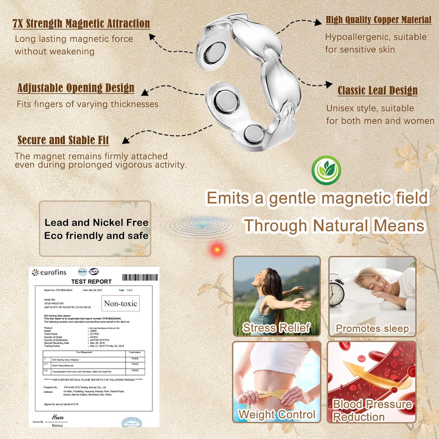 Thumbnail 1 de Zecimi Magnetring Silber 2026 – verstellbarer Anti-Stress/Fidget-Ring (Offen, mit Magneten)