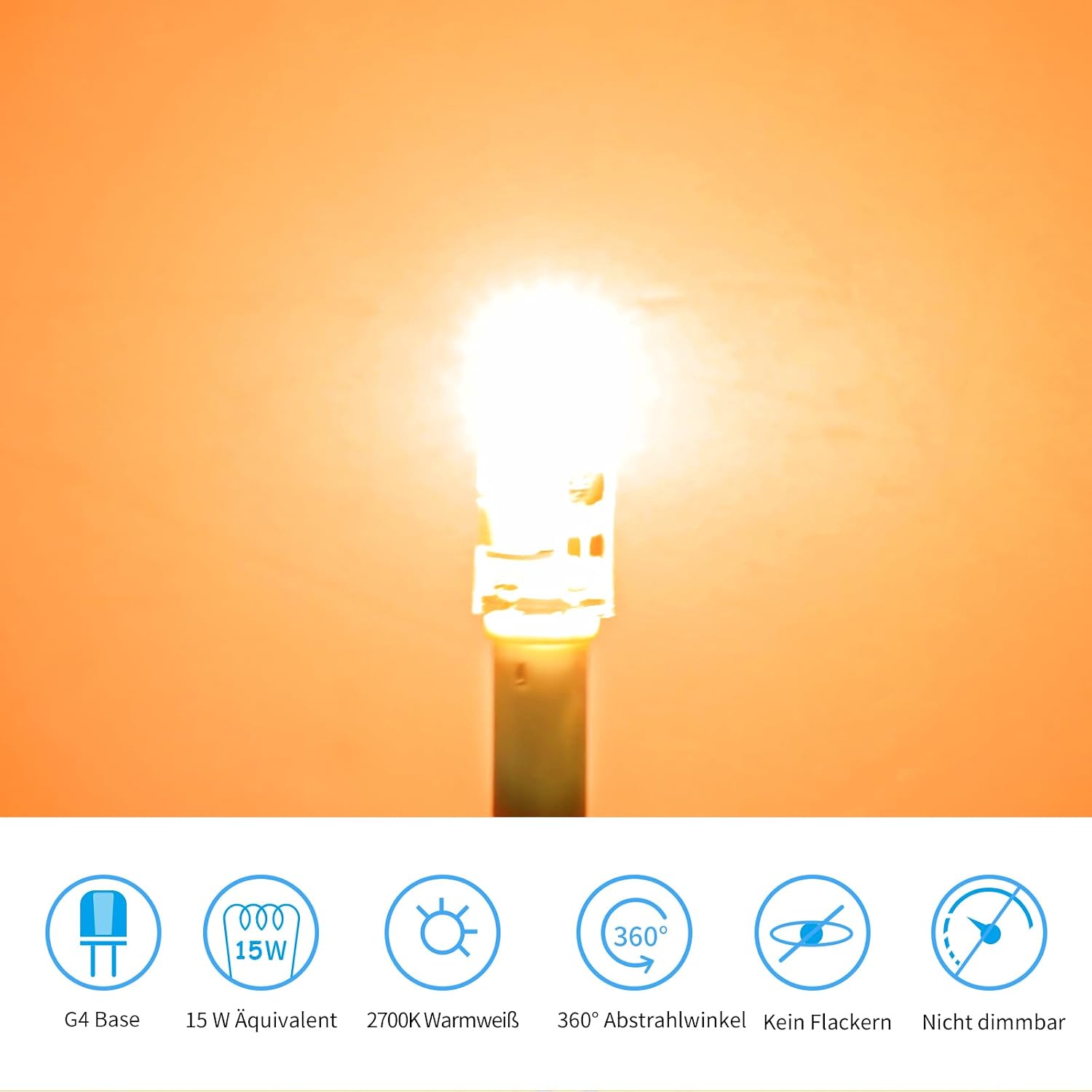 Thumbnail 3 de I-SHUNFA 24LED G4-ledlampen, 12V AC/DC, 1,5W, 2700K, set van 5