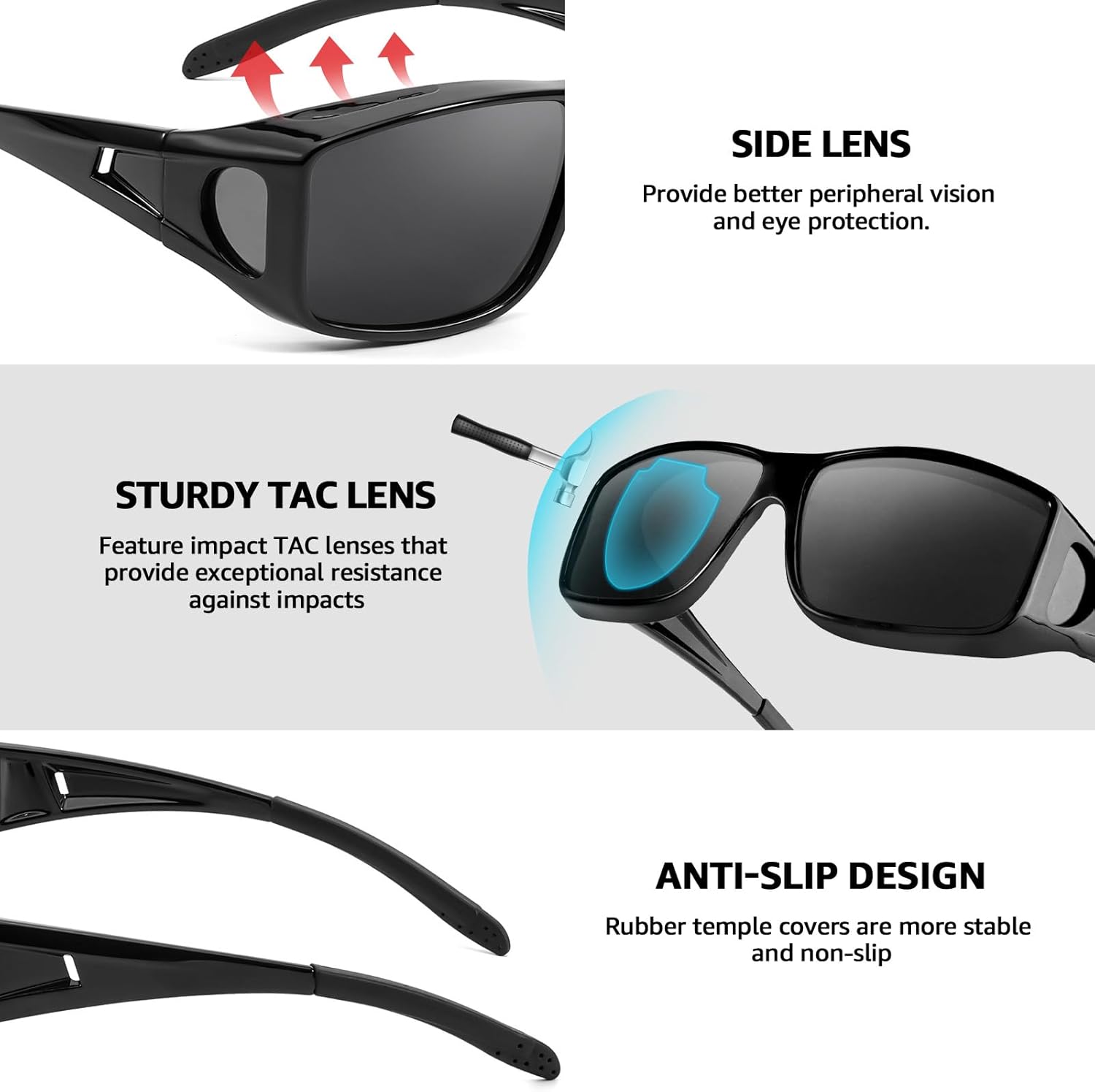 Thumbnail 4 de TJUTR Polarised Over Glasses Sunglasses – UV400 Wrap Around for All-Day Comfort