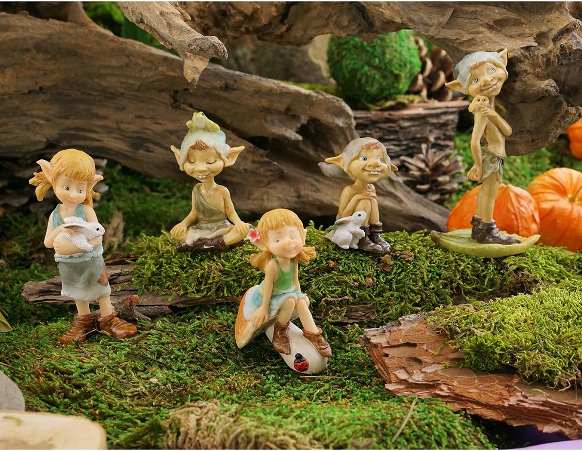 Detalle de Top Collection Statuetta da giardino Pixie meditazione con rana – miniatura in resina, dipinta a mano