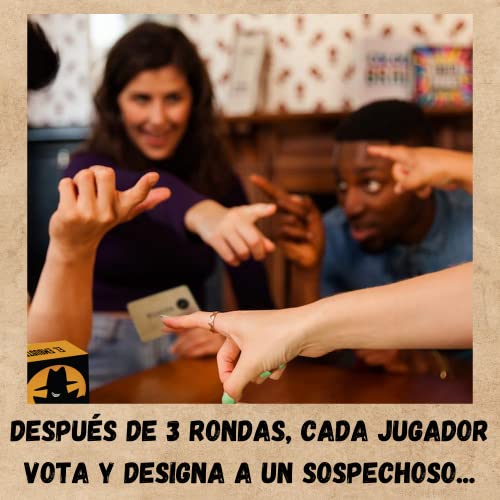Detalle de El Embustero de Oh Happy Games: juego de palabras, faroles y sospechas para toda la familia