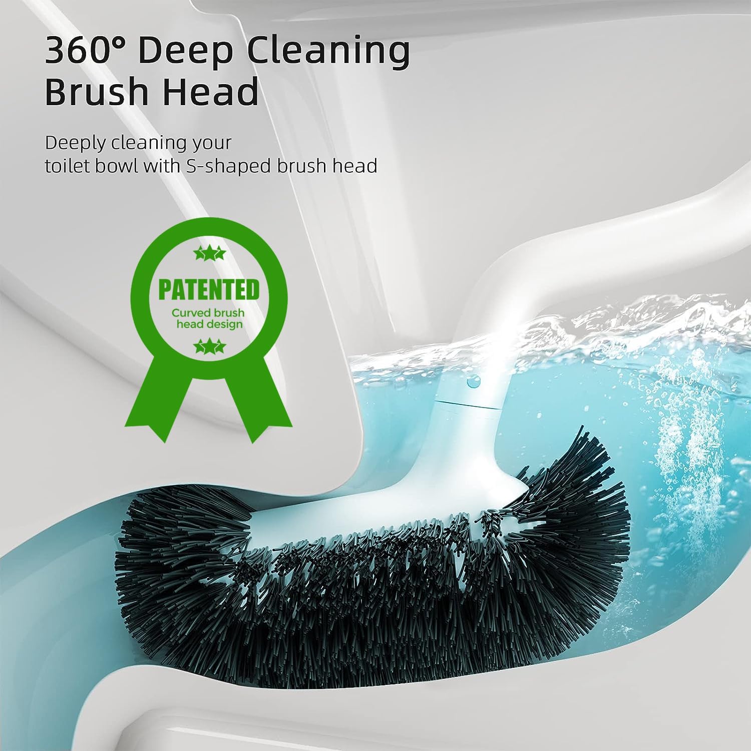 Thumbnail 1 de HAMITOR Toilet Bowl Brush Holder Set — Curved Bristle Deep Cleaning and Self-Draining Caddy