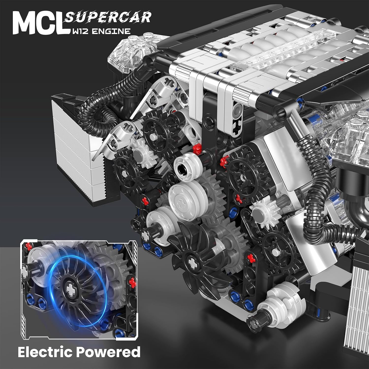 Thumbnail 4 de Mould King 10230 Technik Motor – Modellbausatz mit 871 Teilen, transparenten Zylinderköpfen und elektrischem Antrieb