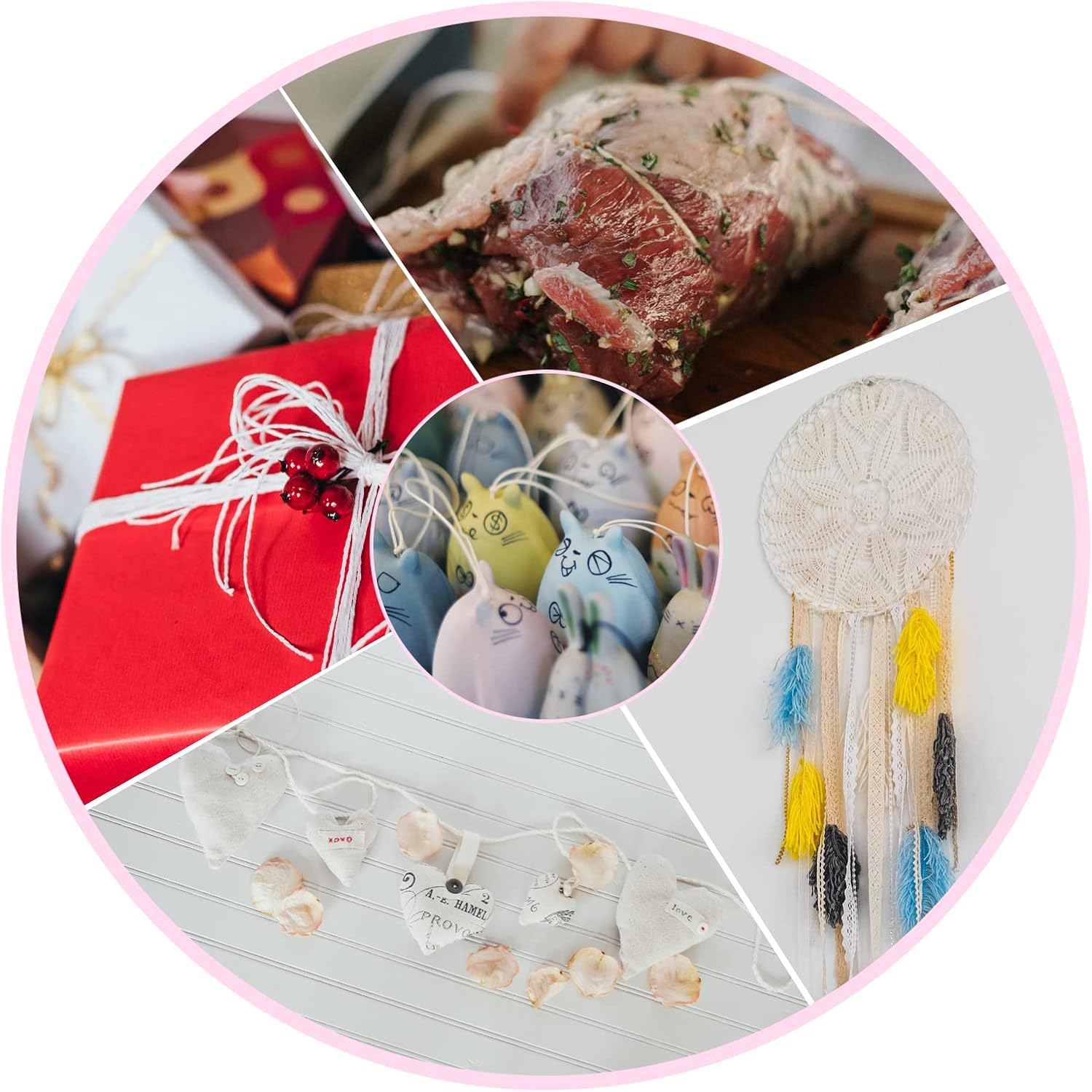 Thumbnail 3 de G2PLUS Weiß Bäcker Bindfäden aus 100% Baumwolle (2 mm), 100 m – Bastel- und Dekokordel für DIY & Garten