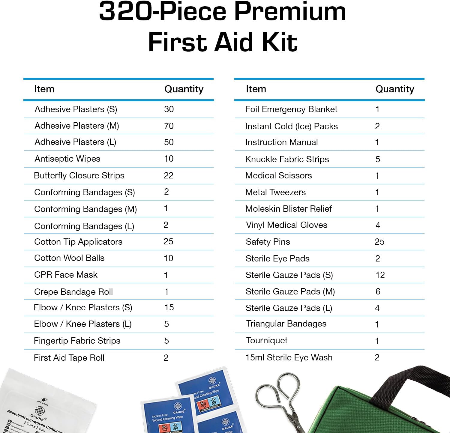 Detalle de 320 Piece Premium First Aid Kit Bag — First Aid 🩹