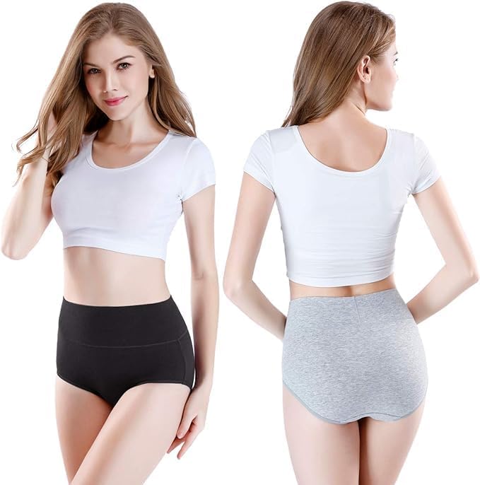 Detalle 2 de wirarpa Women’s Cotton High-Waisted Underwear Briefs, Full Coverage 4-Pack (Regular & Plus Size)