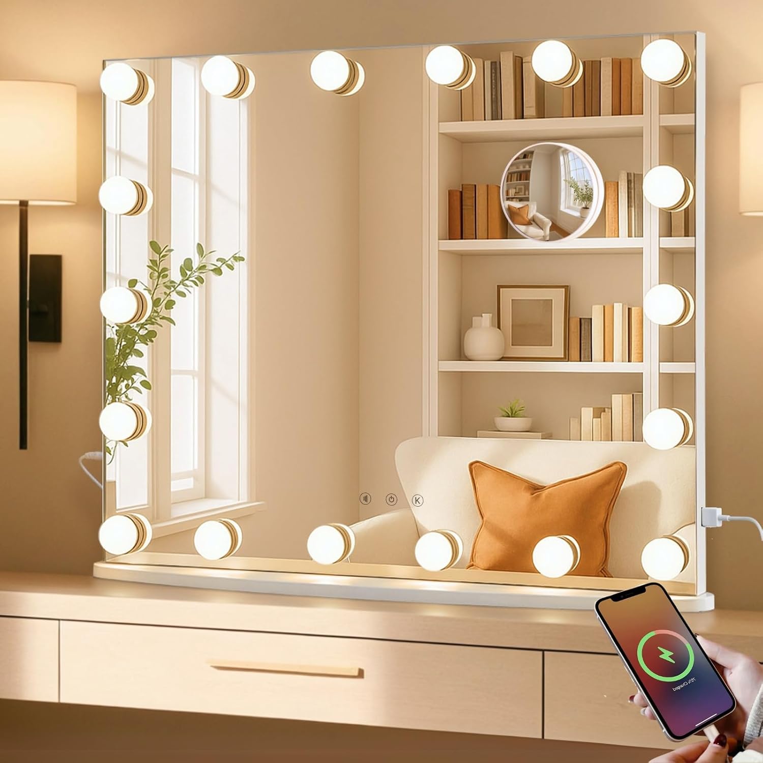 Detalle de LUXFURNI Vanity Mirror with Lights 23.6