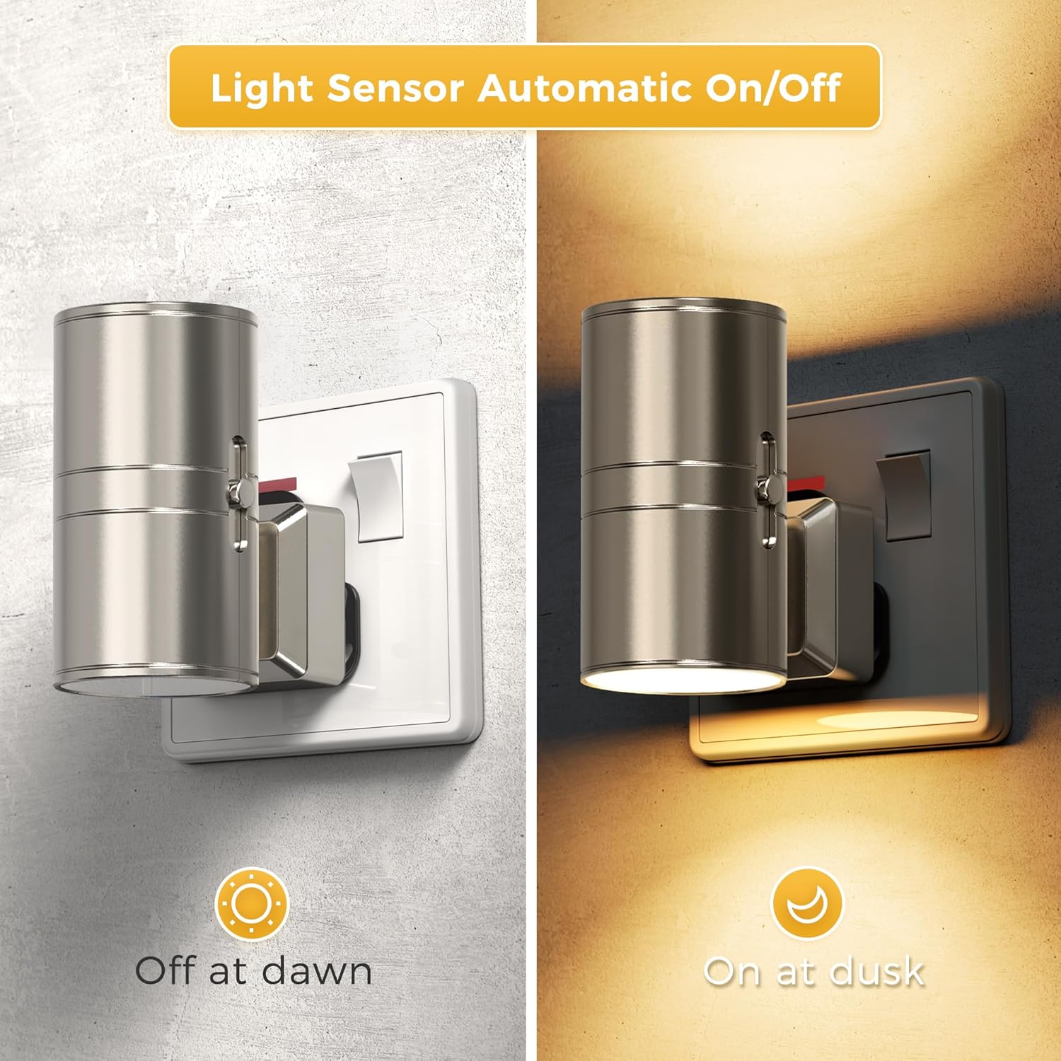 Detalle de LOHAS-LED Night Light: Modern Plug-in, Dusk-to-Dawn Sensor with 0–100LM Dimmable Brightness