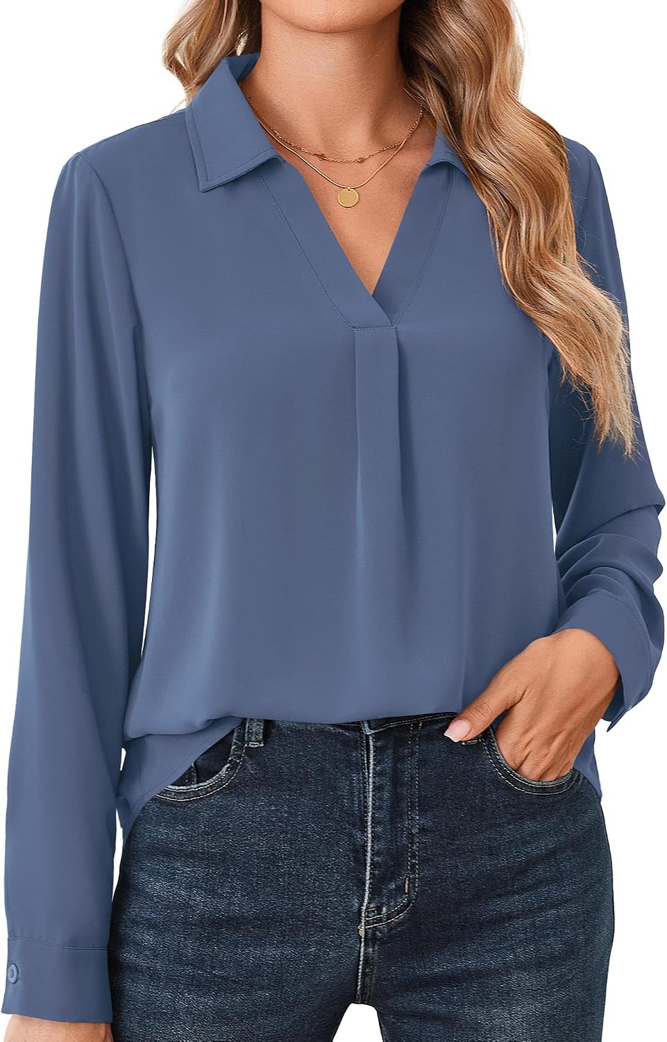 Thumbnail 6 de Beluring Langarmshirt Damen Elegant V-Ausschnitt