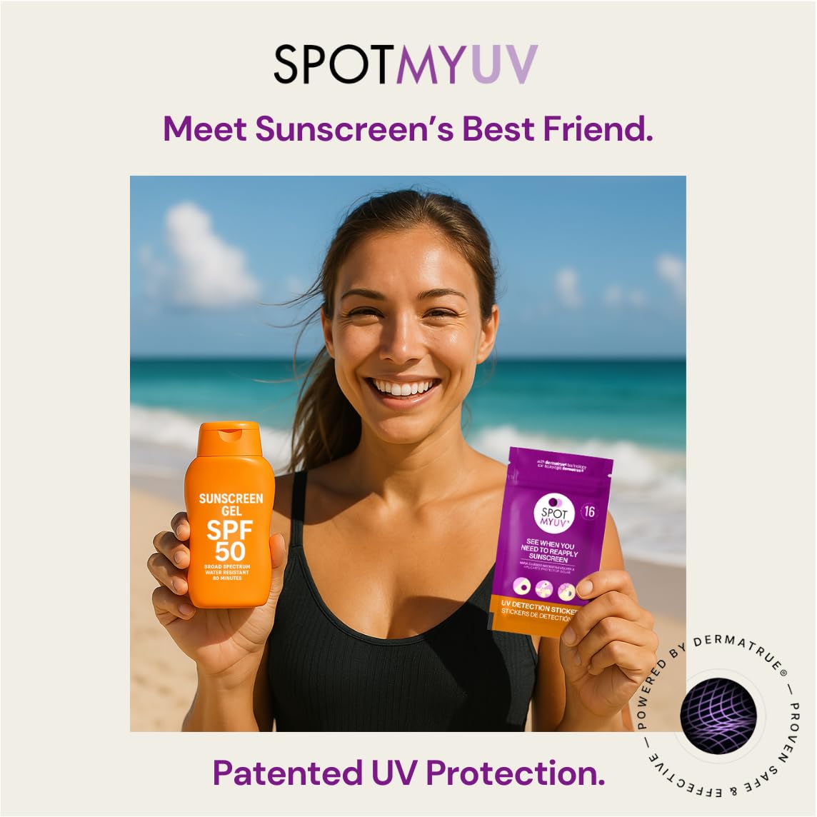 Thumbnail 1 de SpotMyUV UV Detection Stickers for Sunscreen with Dermatrue SPF Sensing Technology (16 Count)