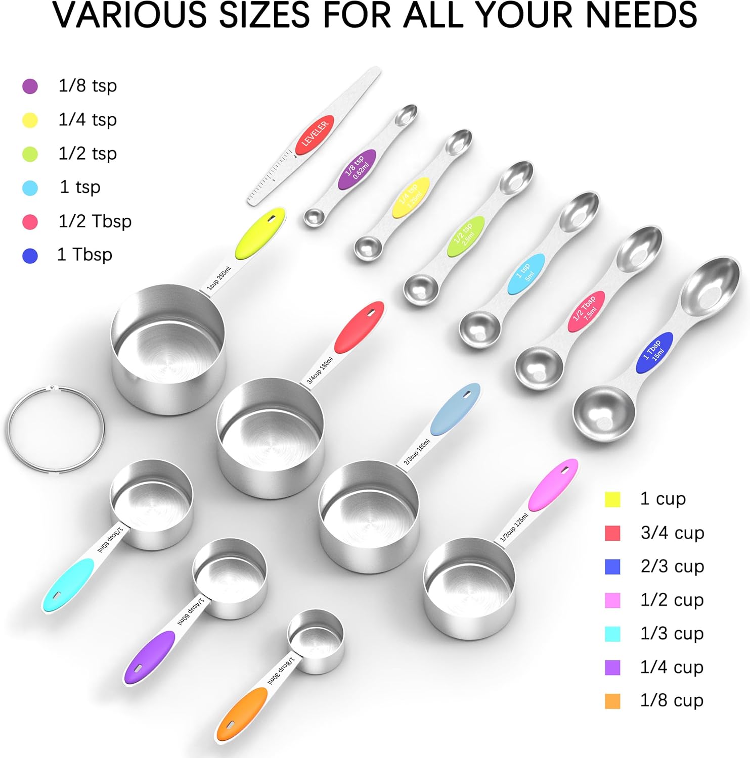 Thumbnail 1 de Magnetic Measuring Spoons Set and Measuring Cups: Heavy-Duty Stainless Steel for Baking & Cooking