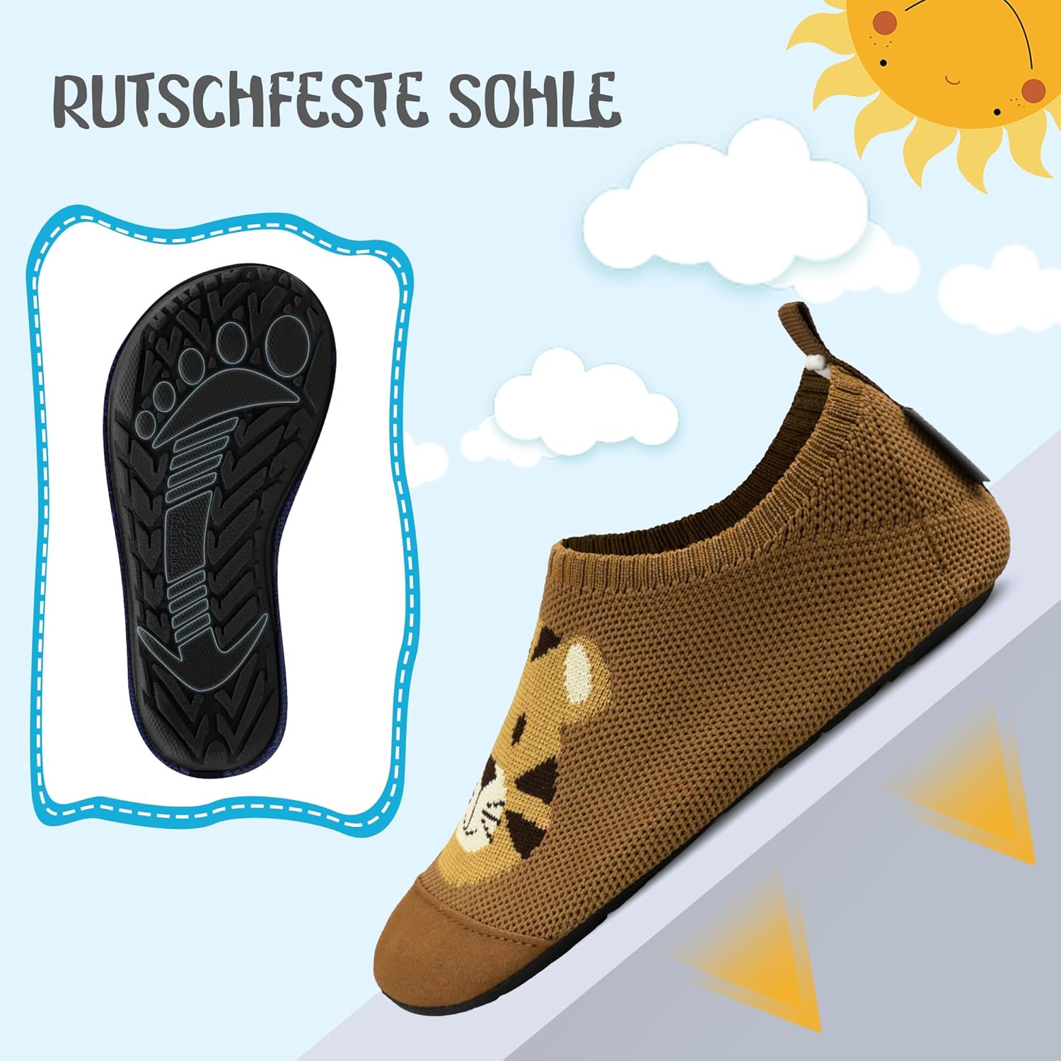 Detalle de Kyopp Hausschuhe Kinder Mädchen Barfussschuhe – rutschfeste, atmungsaktive Kleinkind‑Pantoletten für Kindergarten