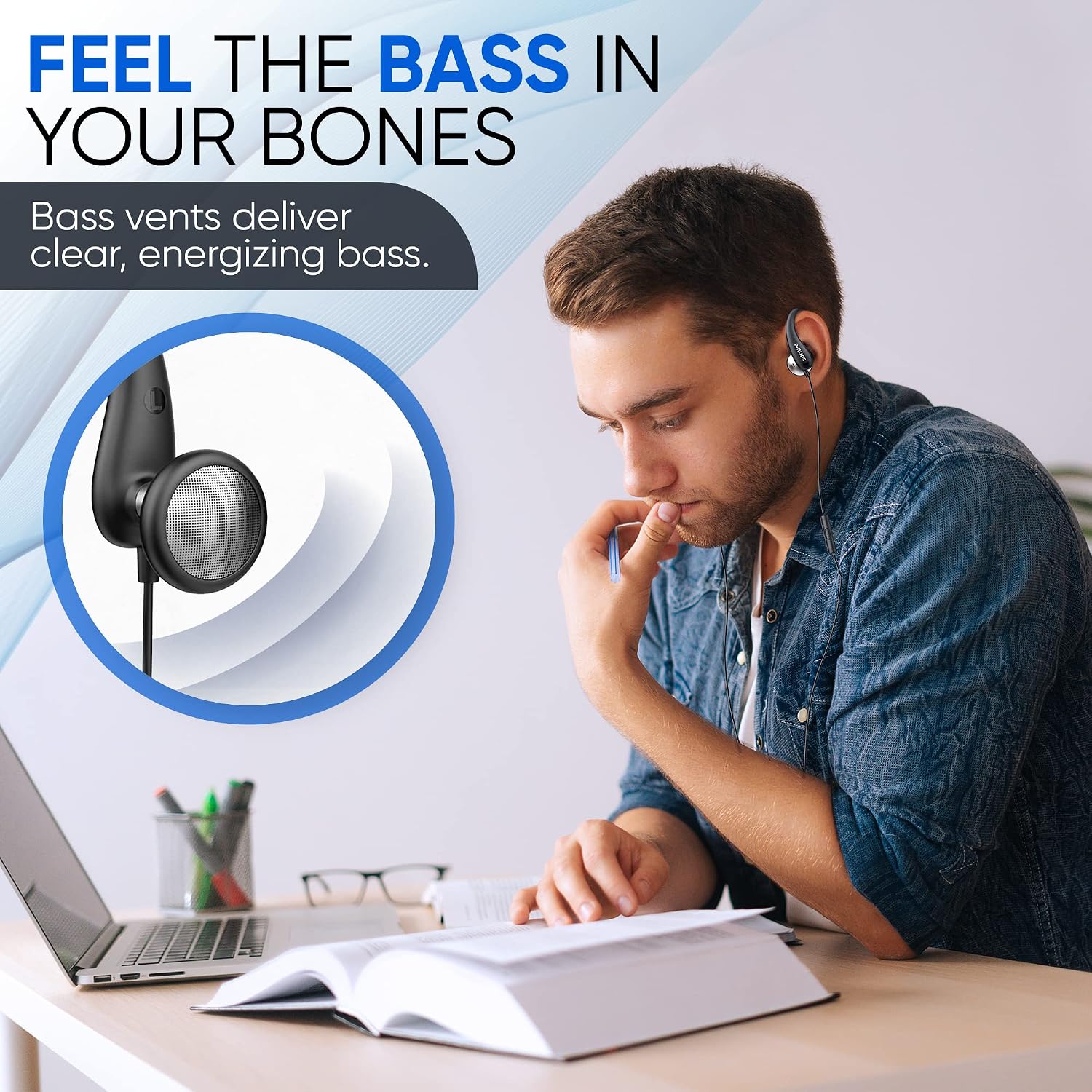 Detalle de Philips over-ear earbuds, wired