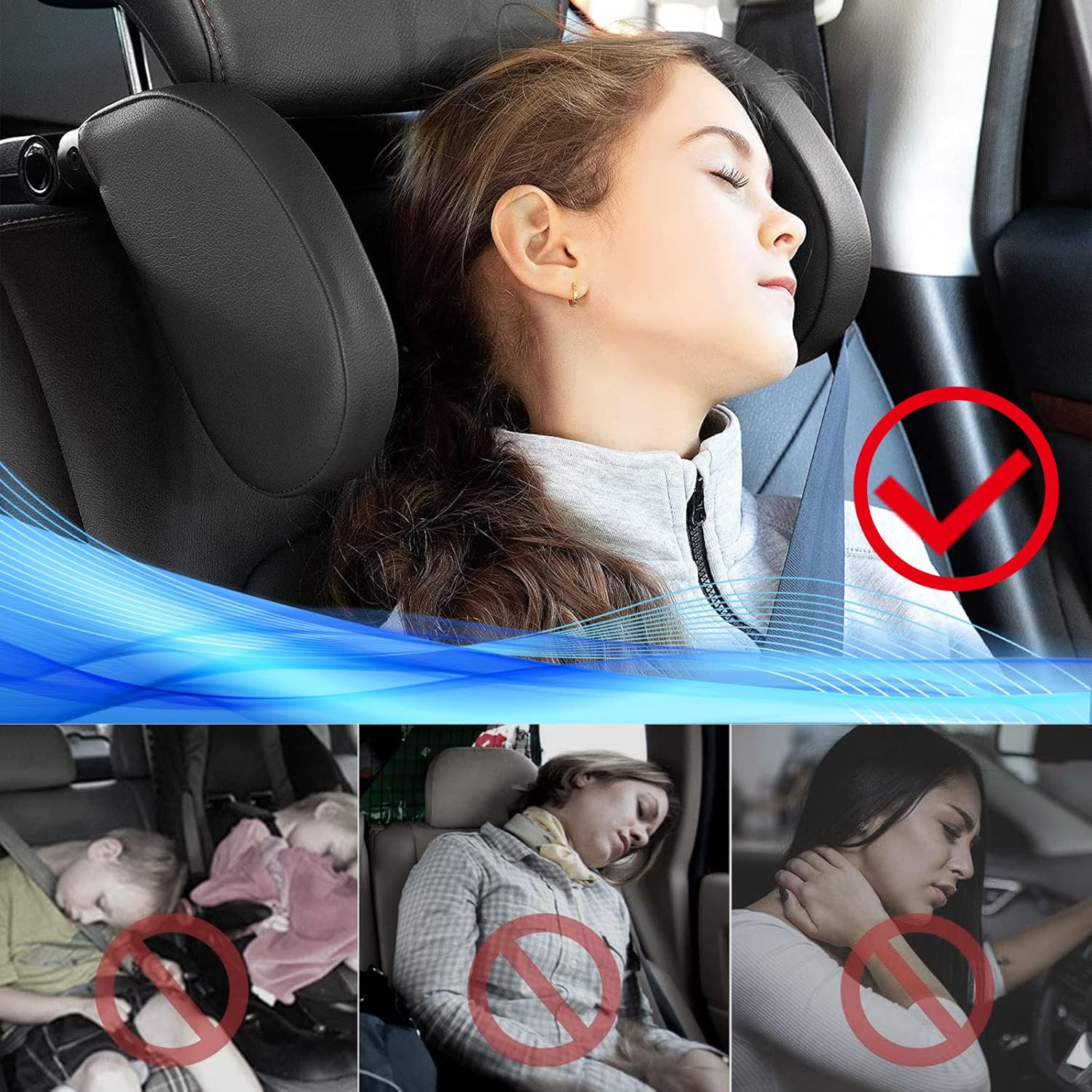 Detalle 2 de VniYors Kopfstütze Auto verstellbar 180°