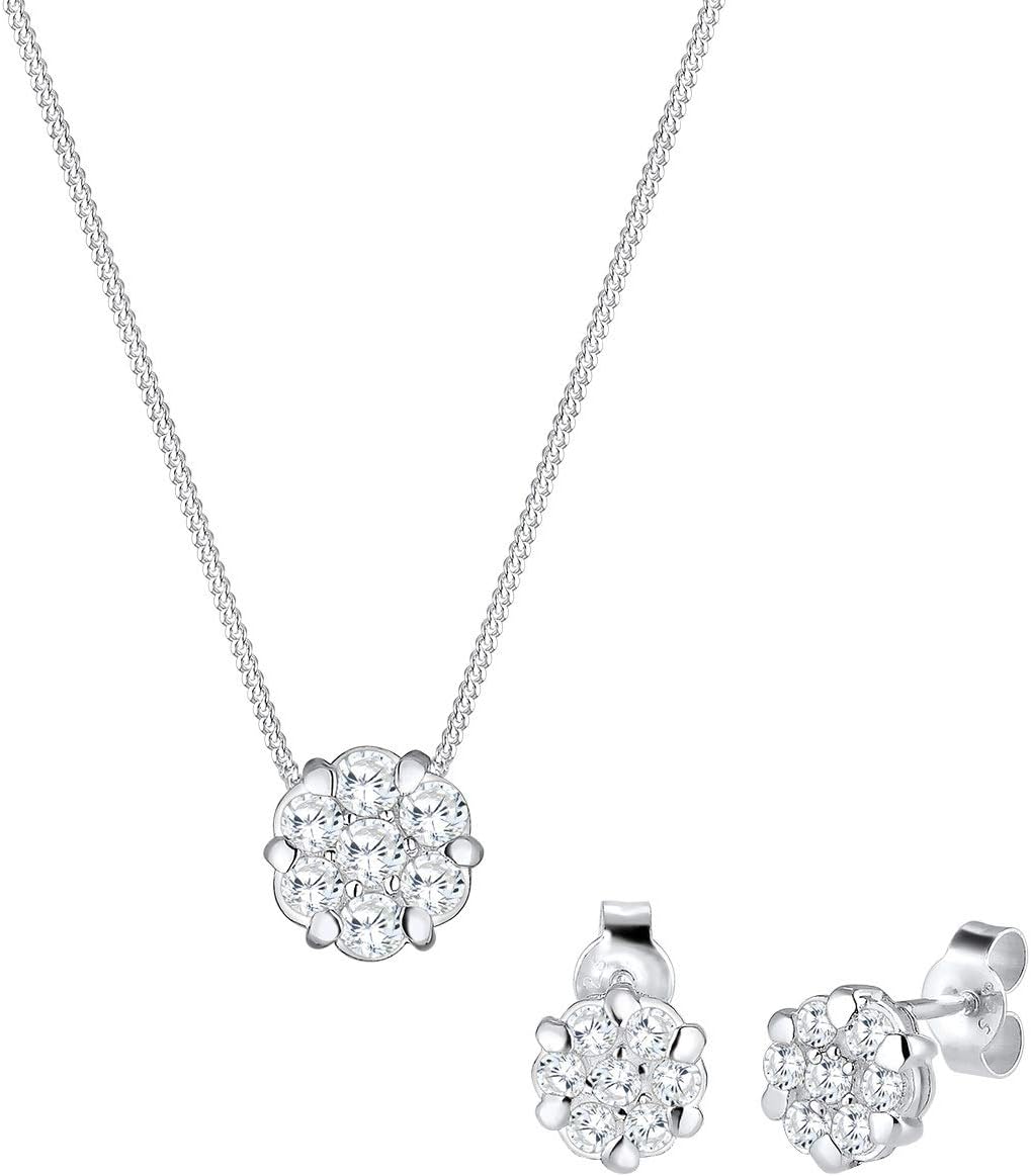 Detalle de Elli Schmuckset Blume mit Zirkonia aus 925