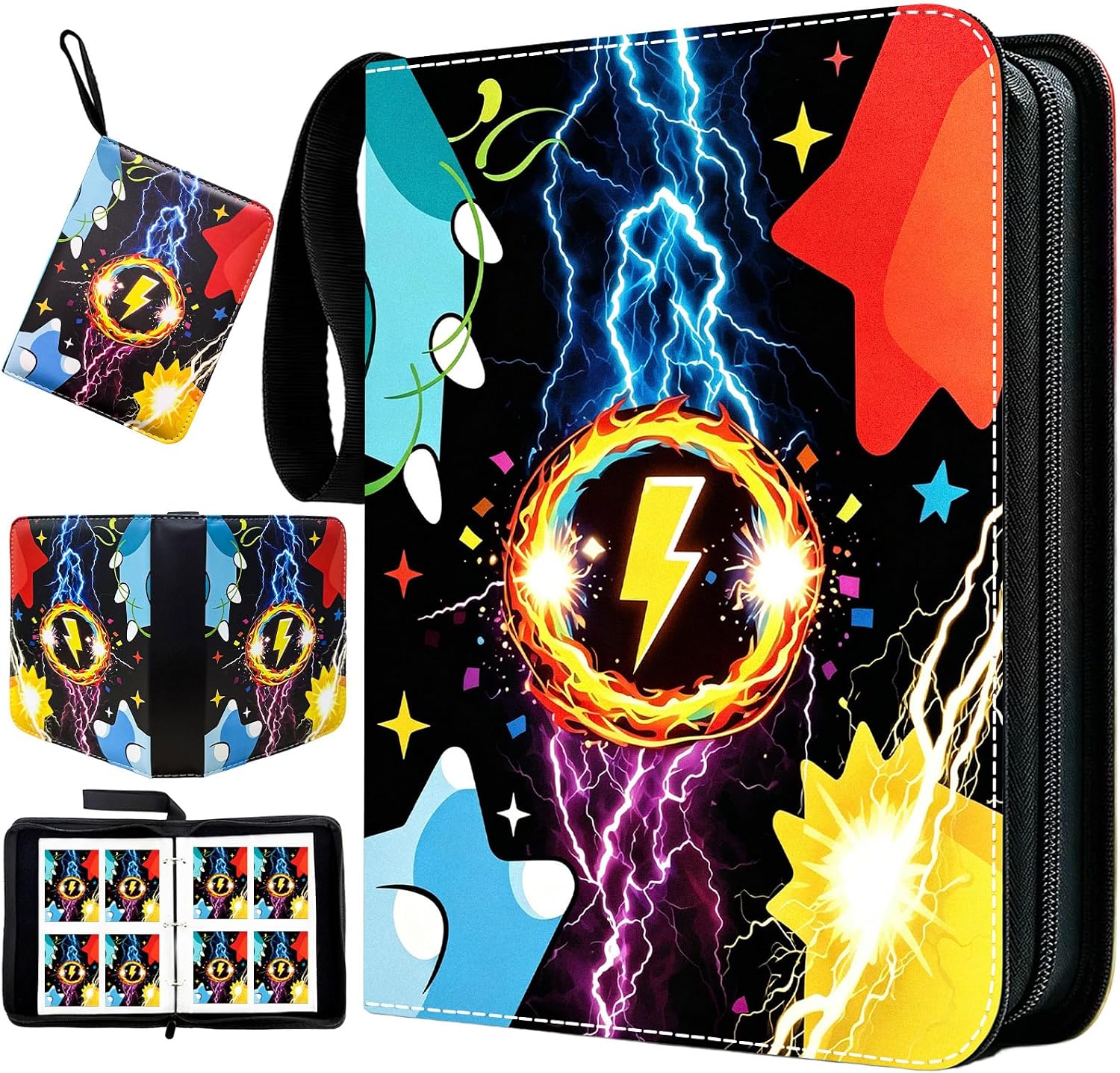 Detalle de KEMINO CB-001 Trading Card Binder, 400-Card Capacity, Zippered PU Cover