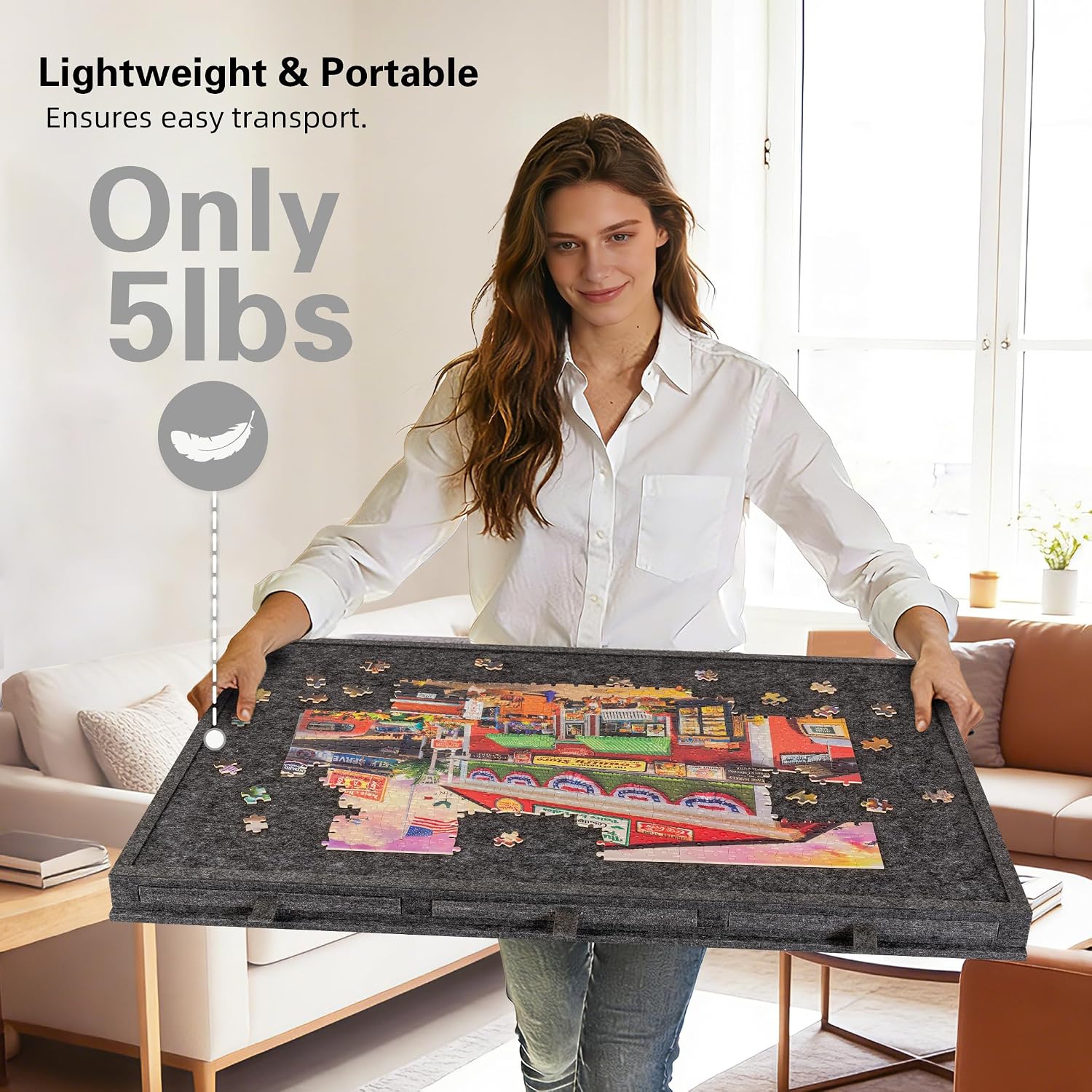 Detalle 2 de Lavievert Tilting Puzzle Board with 2-in-1 Stand & Cover, Felt Storage Case with 6 Drawers (up to 1,000 pieces)