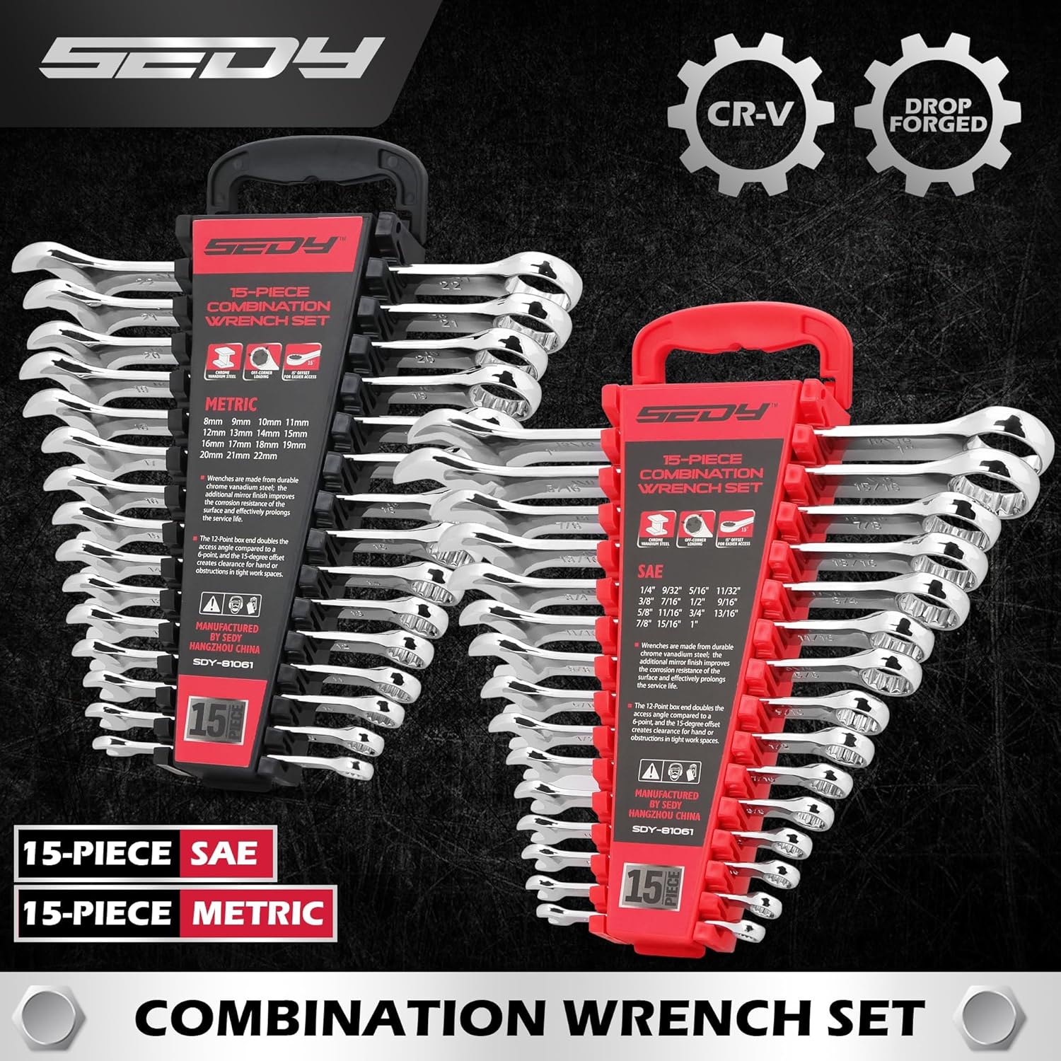 Thumbnail 1 de SEDY 81061 30-Piece Combination Wrench Set, SAE and Metric, 12-Point