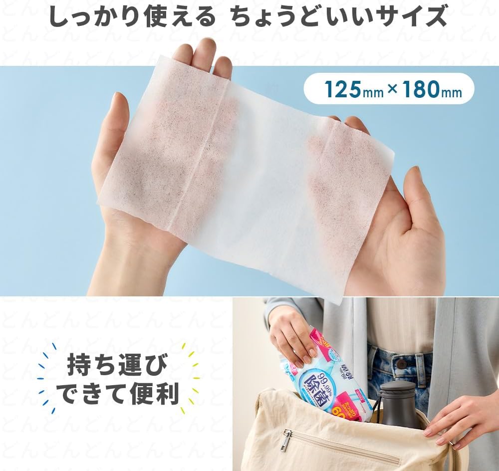 Thumbnail 5 de アイリスオーヤマ WTS-60P8P 純水99％ウェットティッシュ 60枚×8個、12.5×18cm