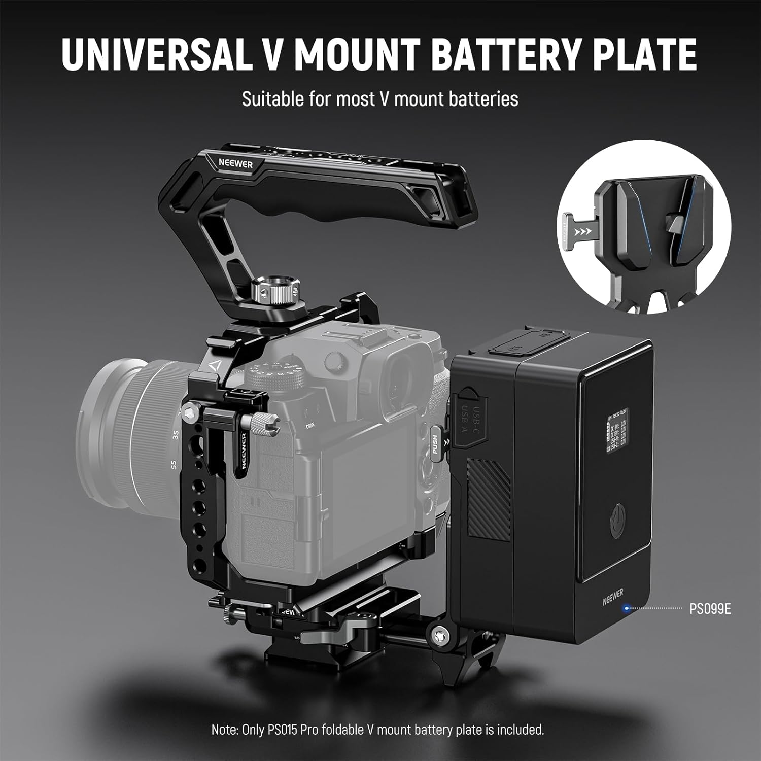 Detalle de Neewer Foldable V Mount Battery Plate with Arca Type Quick Release Baseplate for V Lock Systems