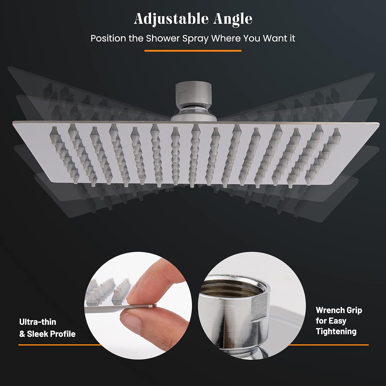 Thumbnail 3 de LIVOREST Square Rainfall Shower Head 8 inch