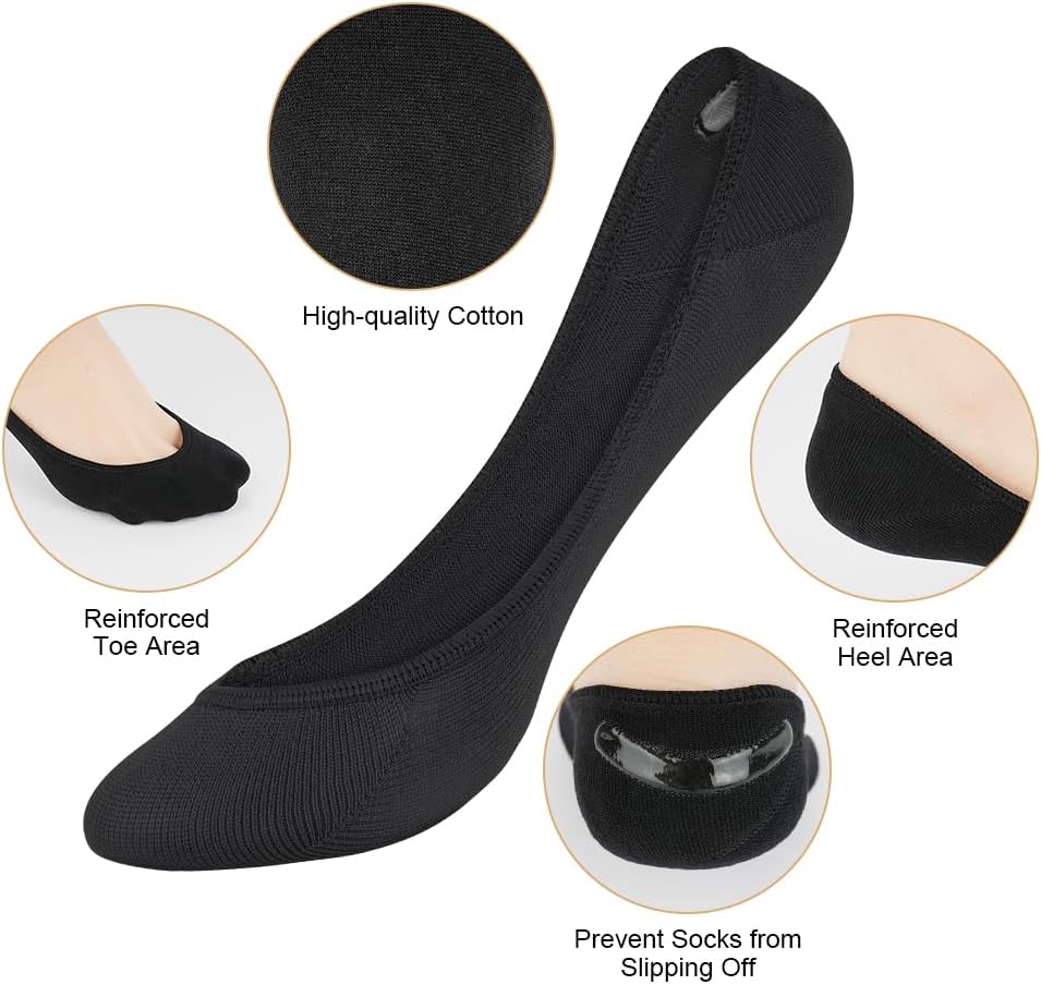 Detalle de OFFCUP No-Show Socks for Women, 6 Pairs, Cotton, UK 3–6.5