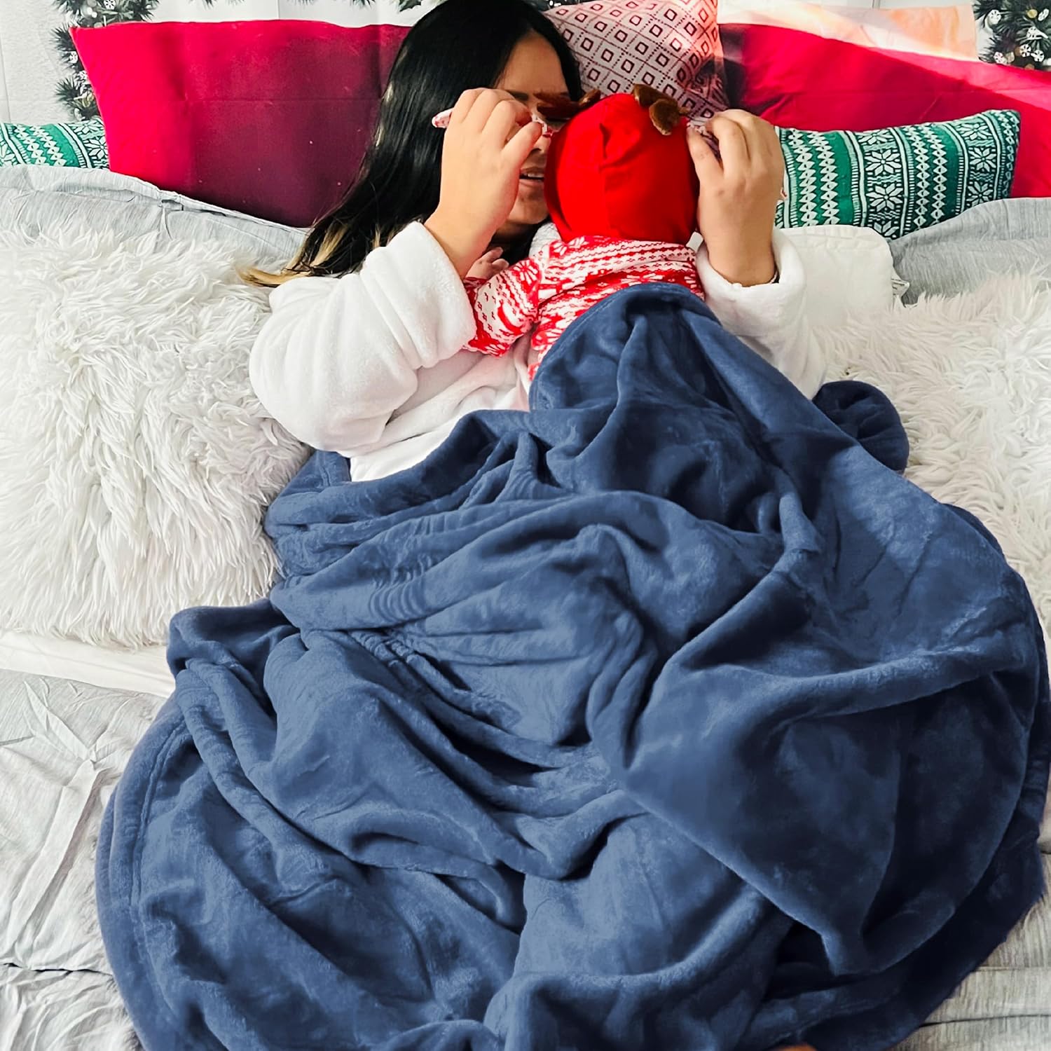 Thumbnail 3 de Bedsure Fleece Blanket for Bed – Soft Cosy Fluffy Throw Blanket, Mineral Blue, 220x240 cm