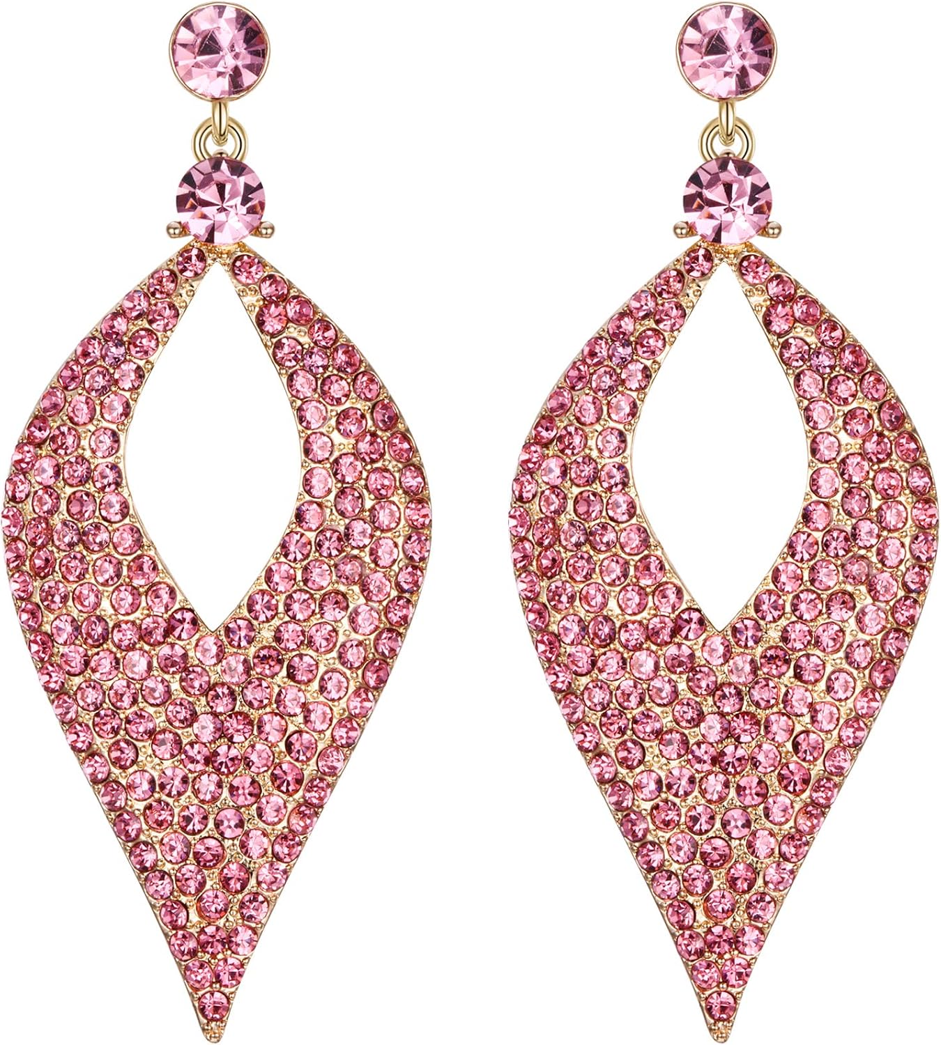 Thumbnail 6 de Boucles d’oreilles Clearine pendantes pour femme, motif feuille évidée en cristal & strass