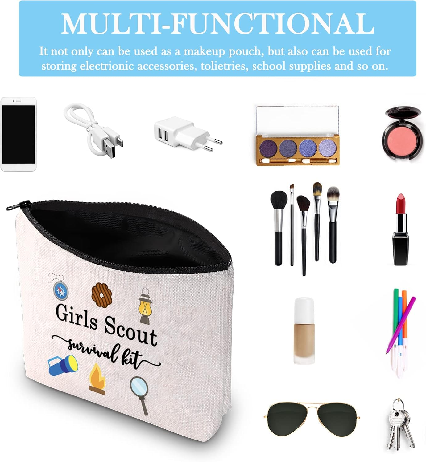 Detalle 2 de Scout Leader Gift: Girls Scout Survival Kit Funny Zipper Pouch EU