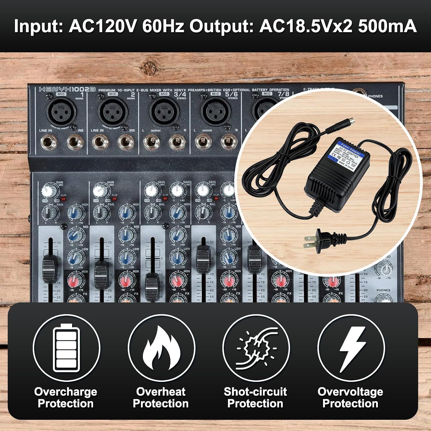 Detalle de MSZLZTD AC18.5VX2 電源アダプター 18.5V・500mA、ミニ3ピンDIN端子