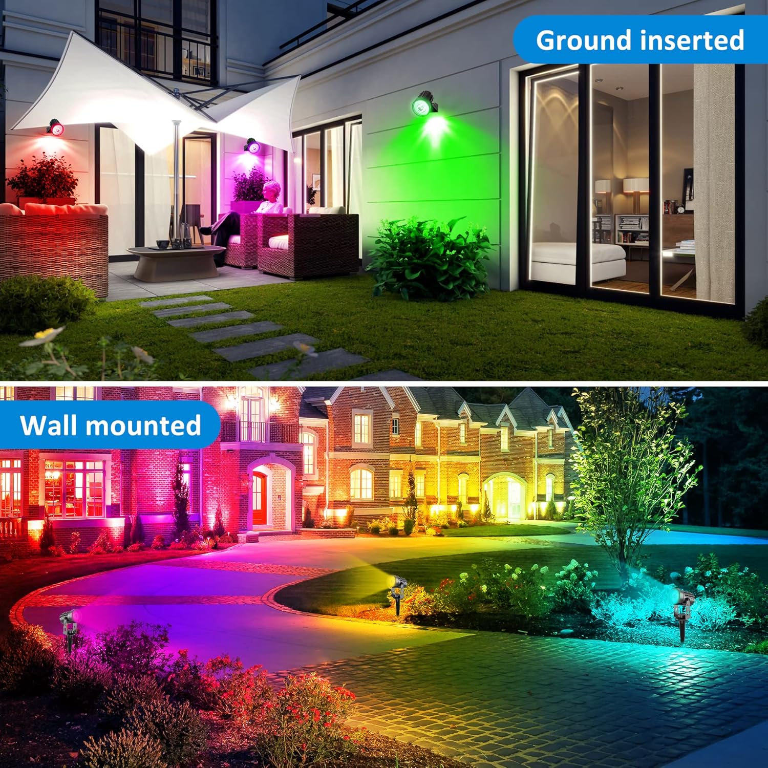 Thumbnail 2 de NATPOW Solar Spotlights Outdoor Garden Lights (4-in-1) – RGB Colour Changing, Dusk-to-Dawn, IP65 Waterproof