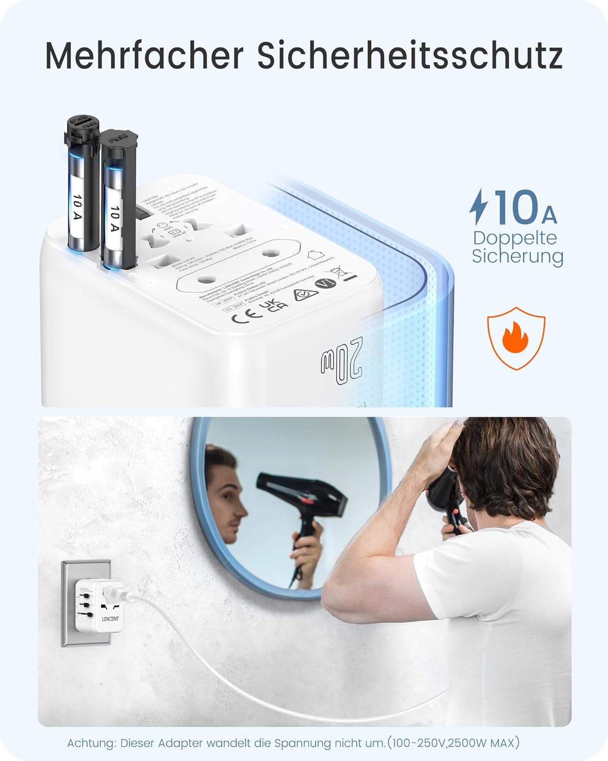 Thumbnail 6 de LENCENT Universeller Reiseadapter PD 20W 🔌