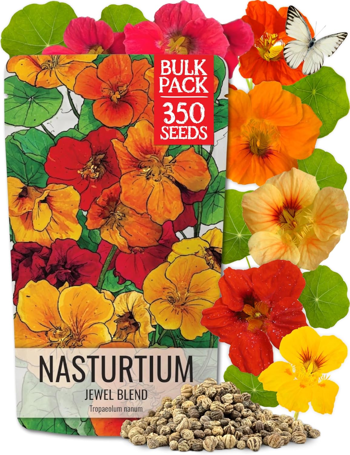 Detalle de Seed Needs Jewel Mix Nasturtium Seeds, B09Z76F1WZ, 1.5 oz Heirloom Blend