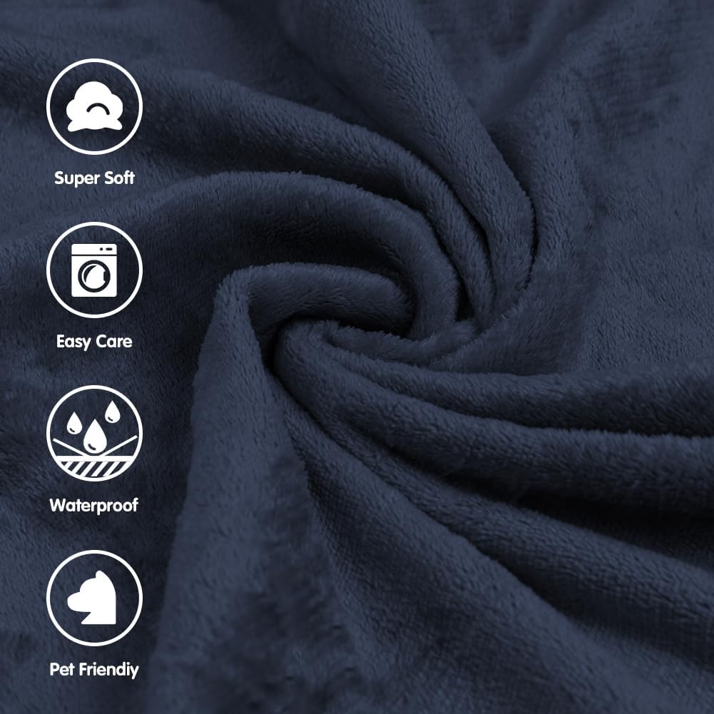 Detalle de DUJUIKE Coperta da letto impermeabile double face in flanella (76x102 cm) blu navy