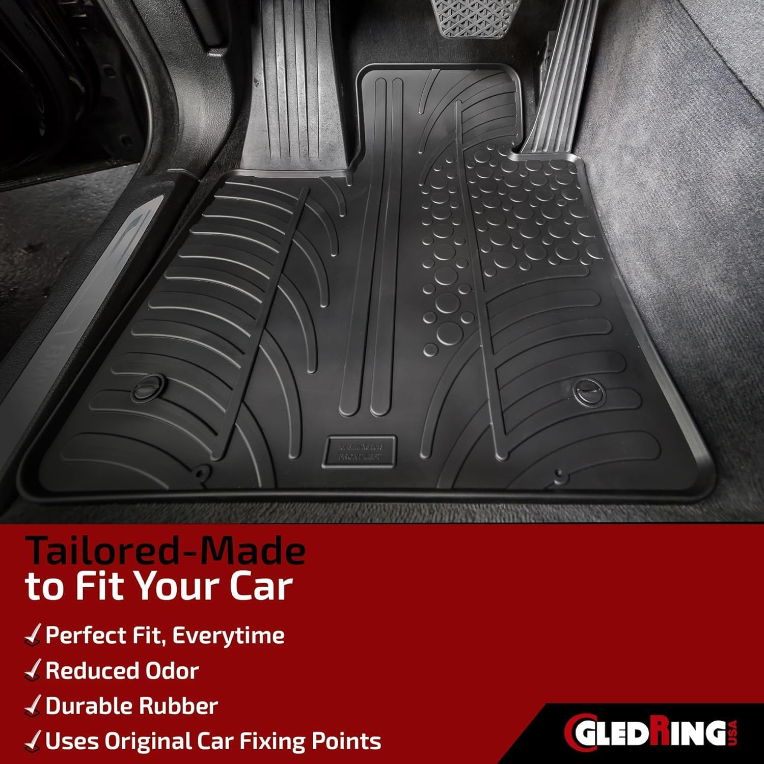 Detalle de Gledring Satz Gummimatten für BMW X1 (U11) ab 2022 – T Profil, 4-teilig inkl. Montageclips
