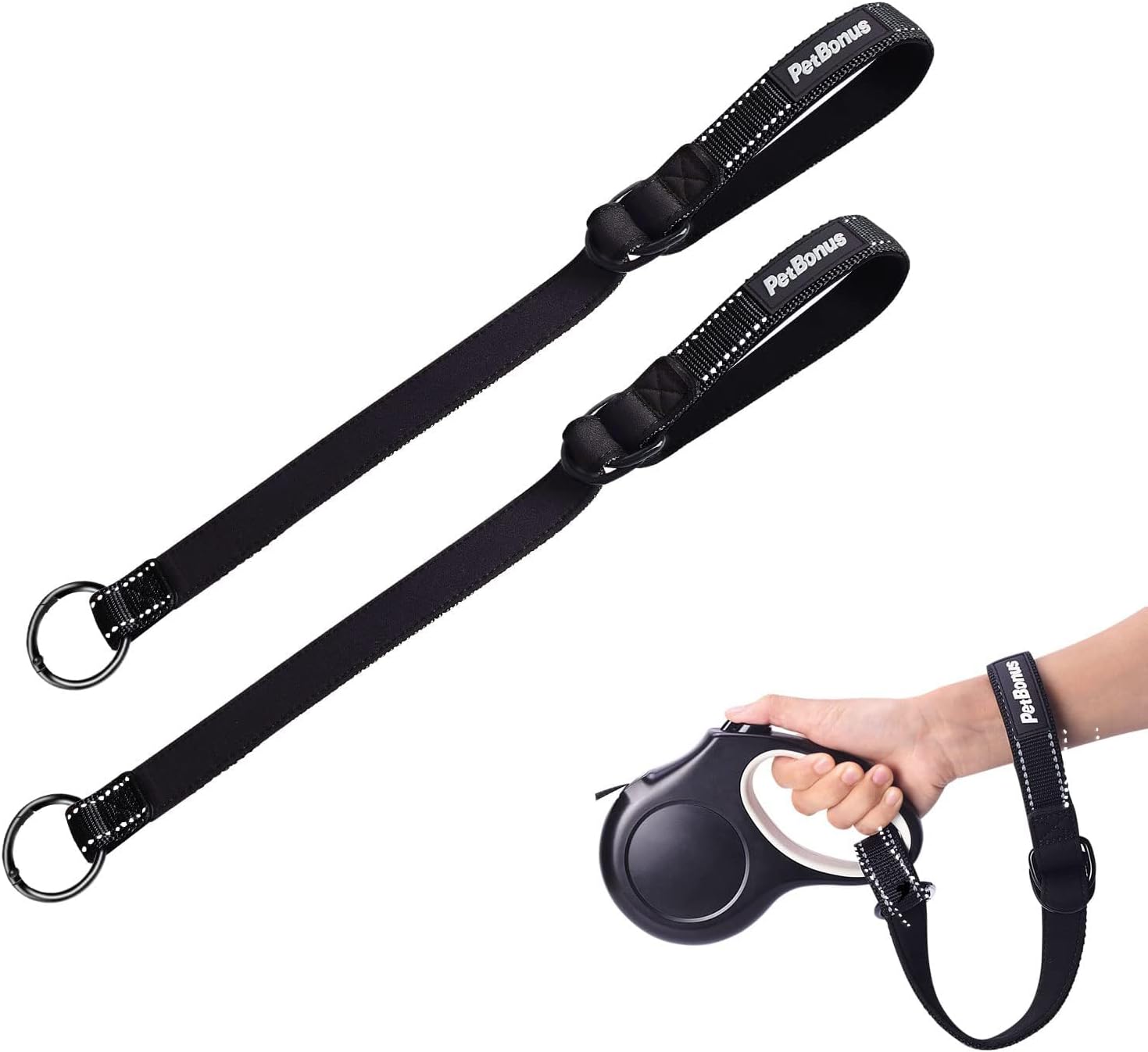 Thumbnail 6 de PetBonus Short Dog Lead Safety Wrist Strap for Retractable Leads (Orange) – Reflective, Adjustable Padded Handle