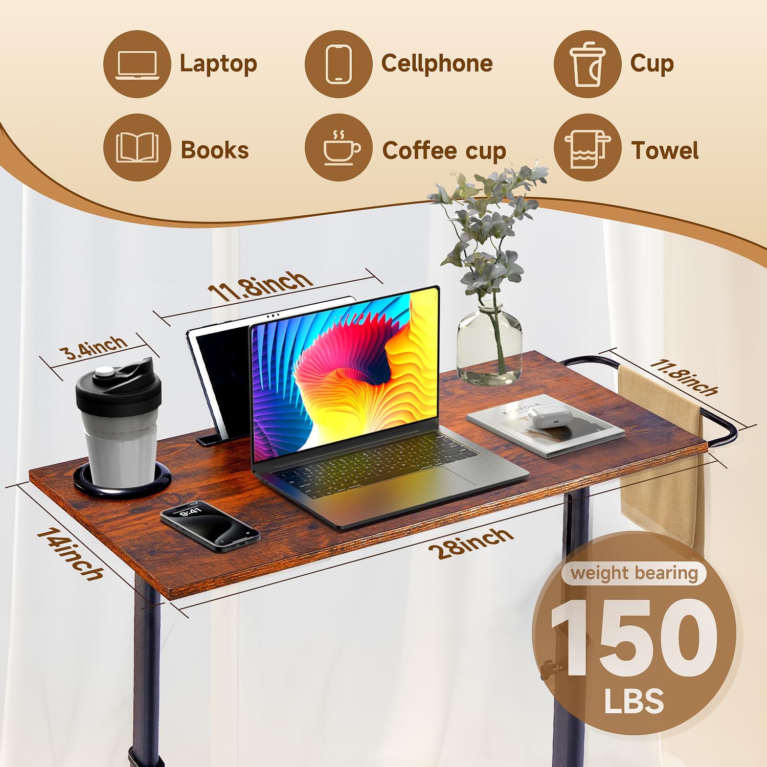 Detalle de VTORY FT0701US1001 Adjustable Standing Desk for Treadmills and Cycling