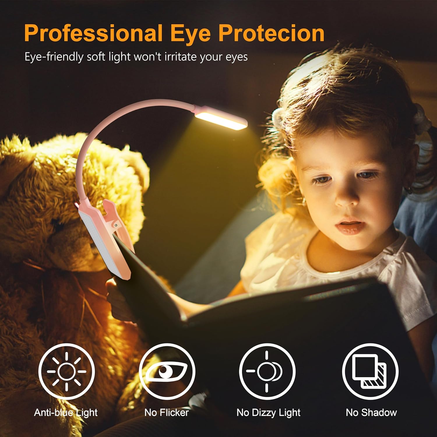Detalle 2 de Gritin 9 LED Clip-On Book Light with 3 Eye-Protecting Modes and Stepless Dimming