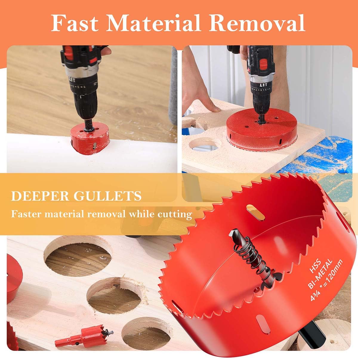 Thumbnail 3 de GARHWAL Bi-Metal Hole Saws 120mm – Fast Cut Wood/Metal Cutter