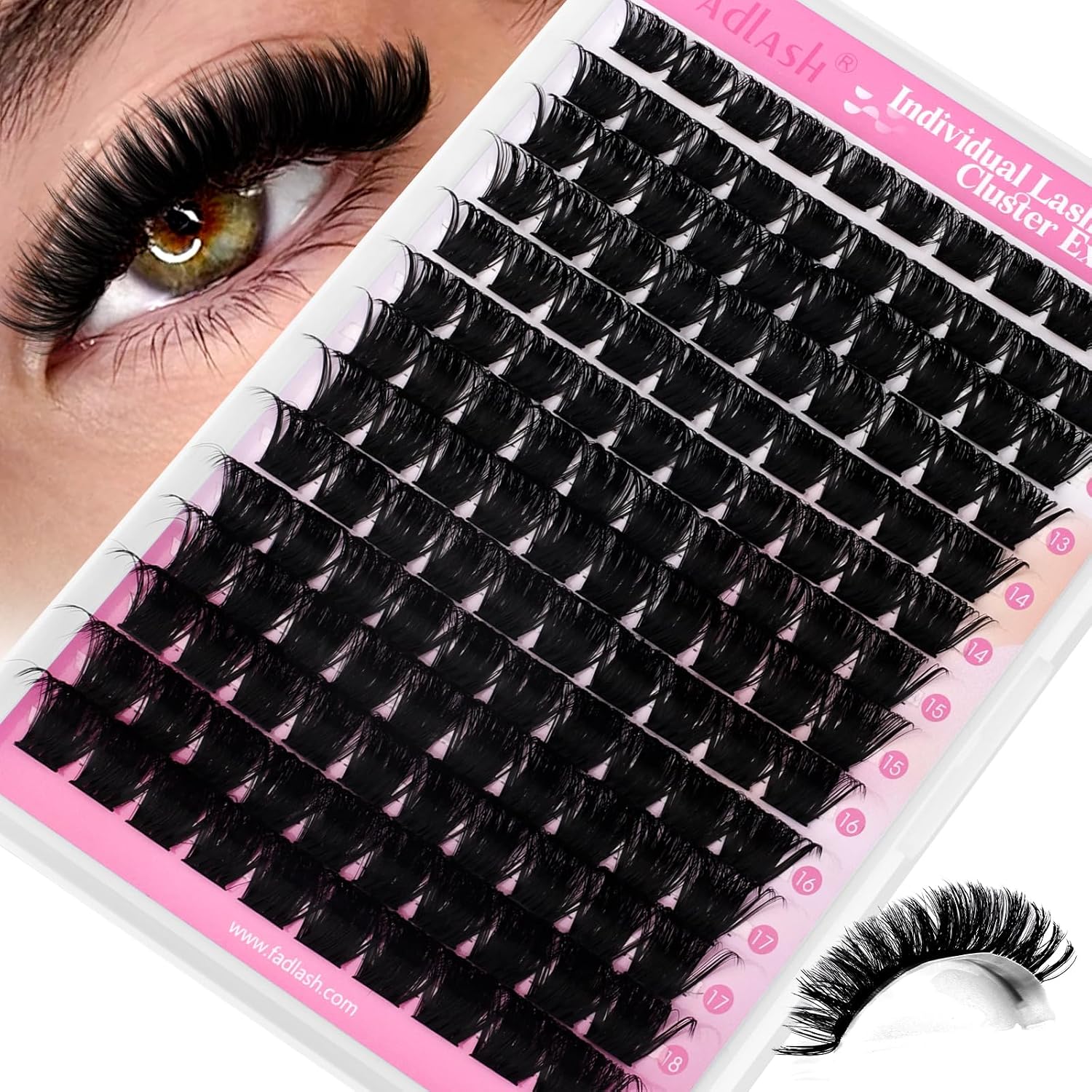 Detalle de FADLASH 200D Fluffy Lash Clusters, D Curl, 12–18 mm