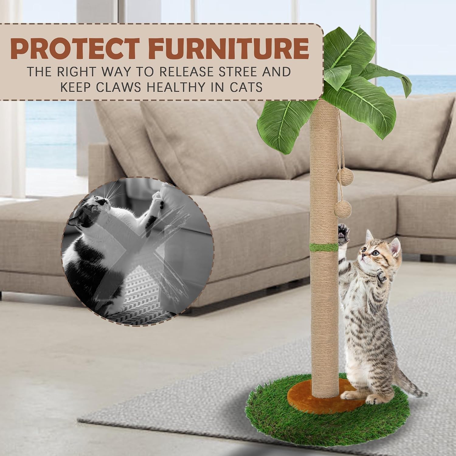 Thumbnail 3 de HOMYHANDS 80CM Cat Scratching Post