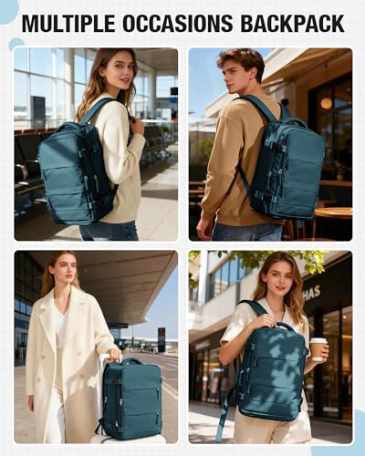 Thumbnail 8 de HPLQQ Mochila de cabina 40x30x20 para Ryanair (impermeable, apertura 180°, azul pavo real)