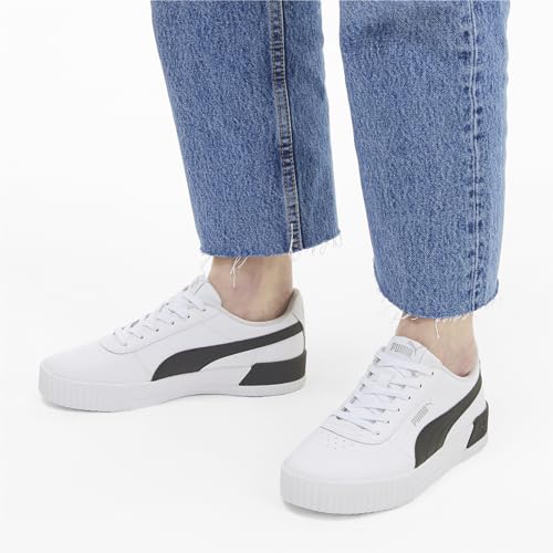 Detalle de PUMA Women Carina L Zapatillas - White/Black/Silver, 38.5 EU